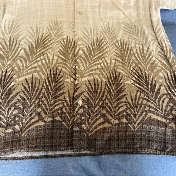 Tropical Beige and Brown Palm Print Shirt - Picture 5 of 7